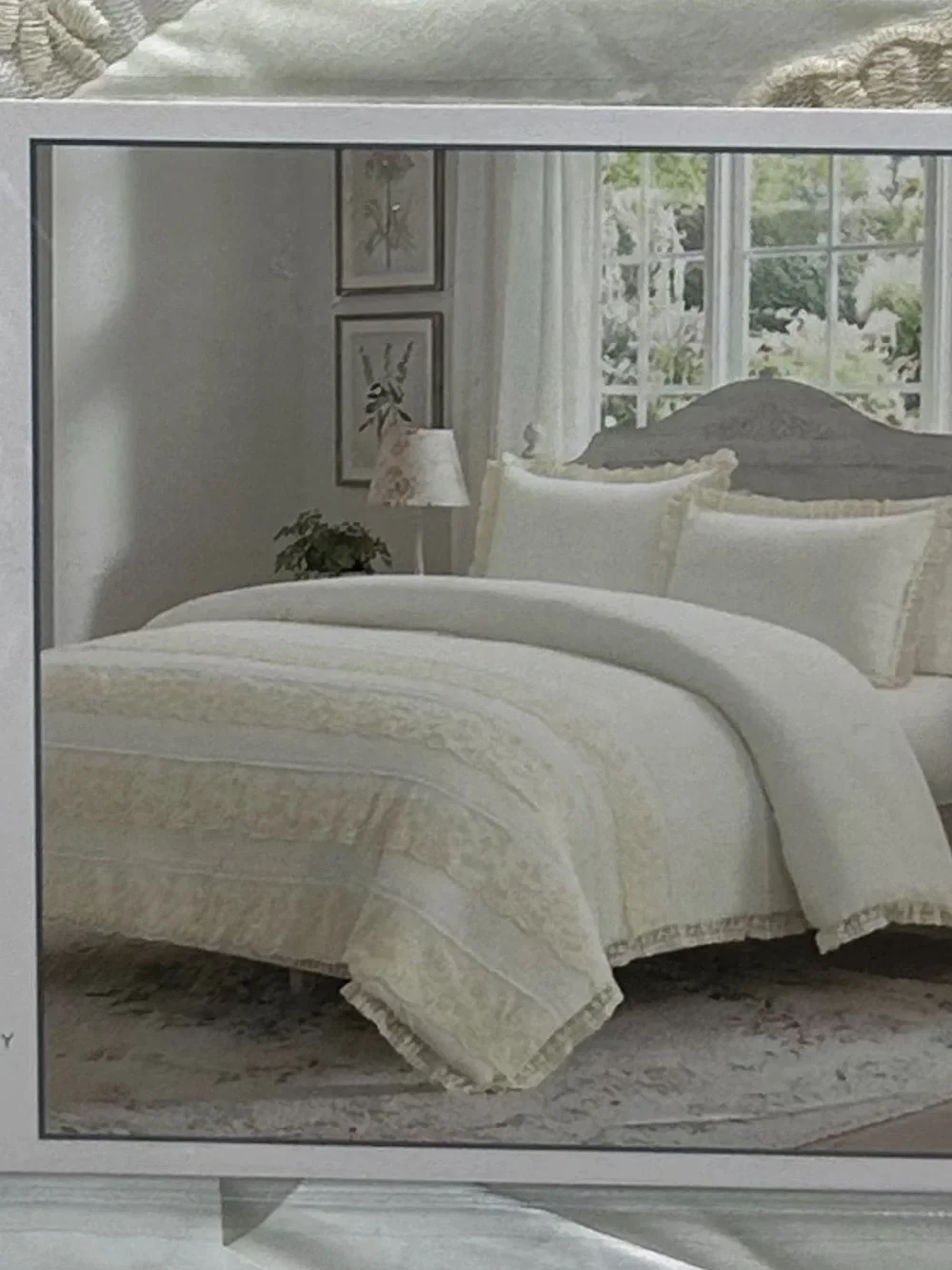 Rachel Ashwell Yellow & White Lace and Ruffles  Comforter Set